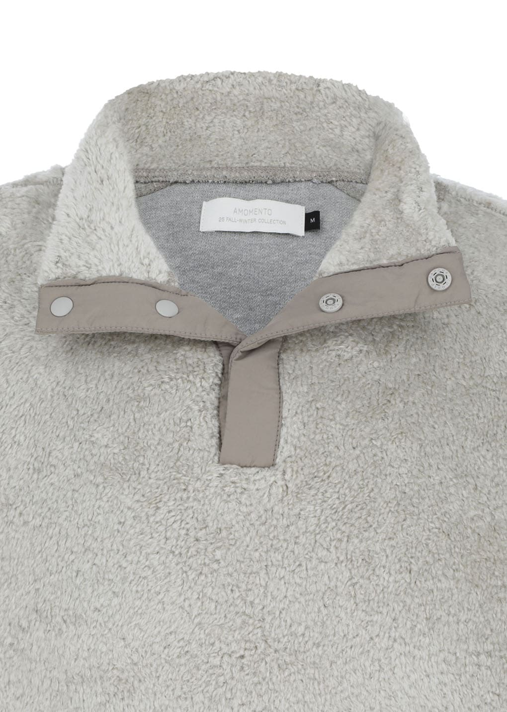 fluffy oversized half neck pullover, grey