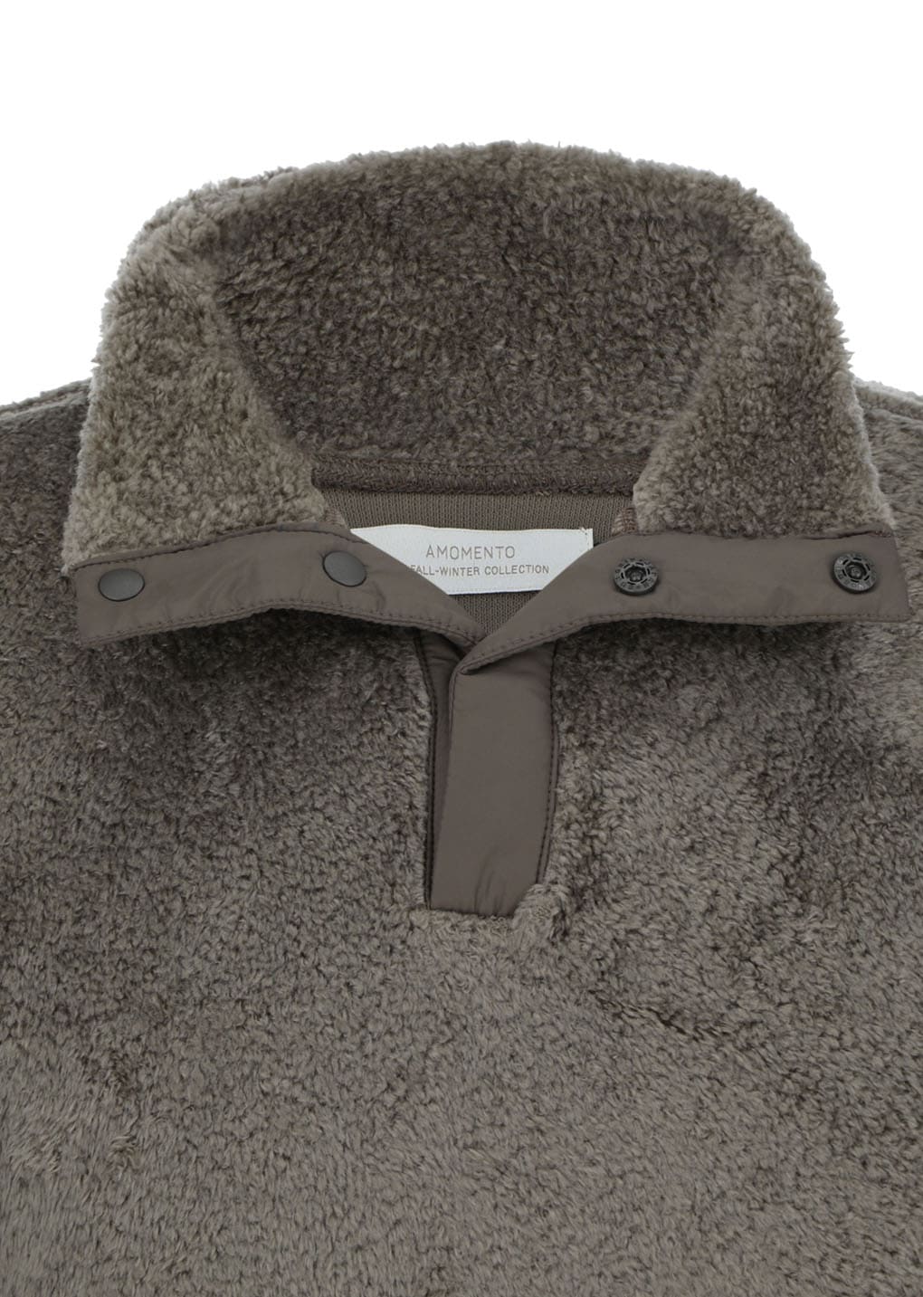 fluffy oversized half neck pullover, khaki
