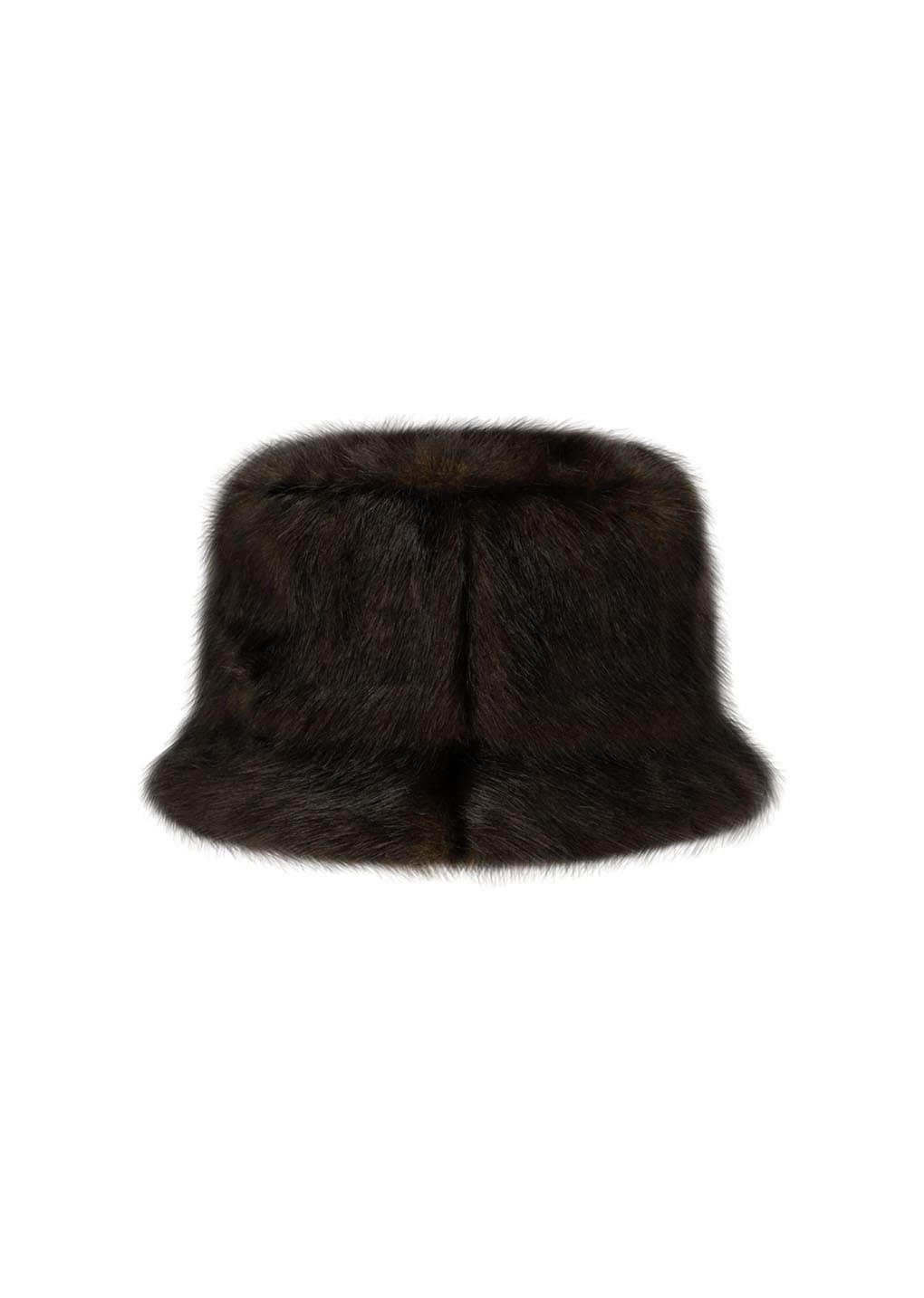 fur bucket hat, dark brown