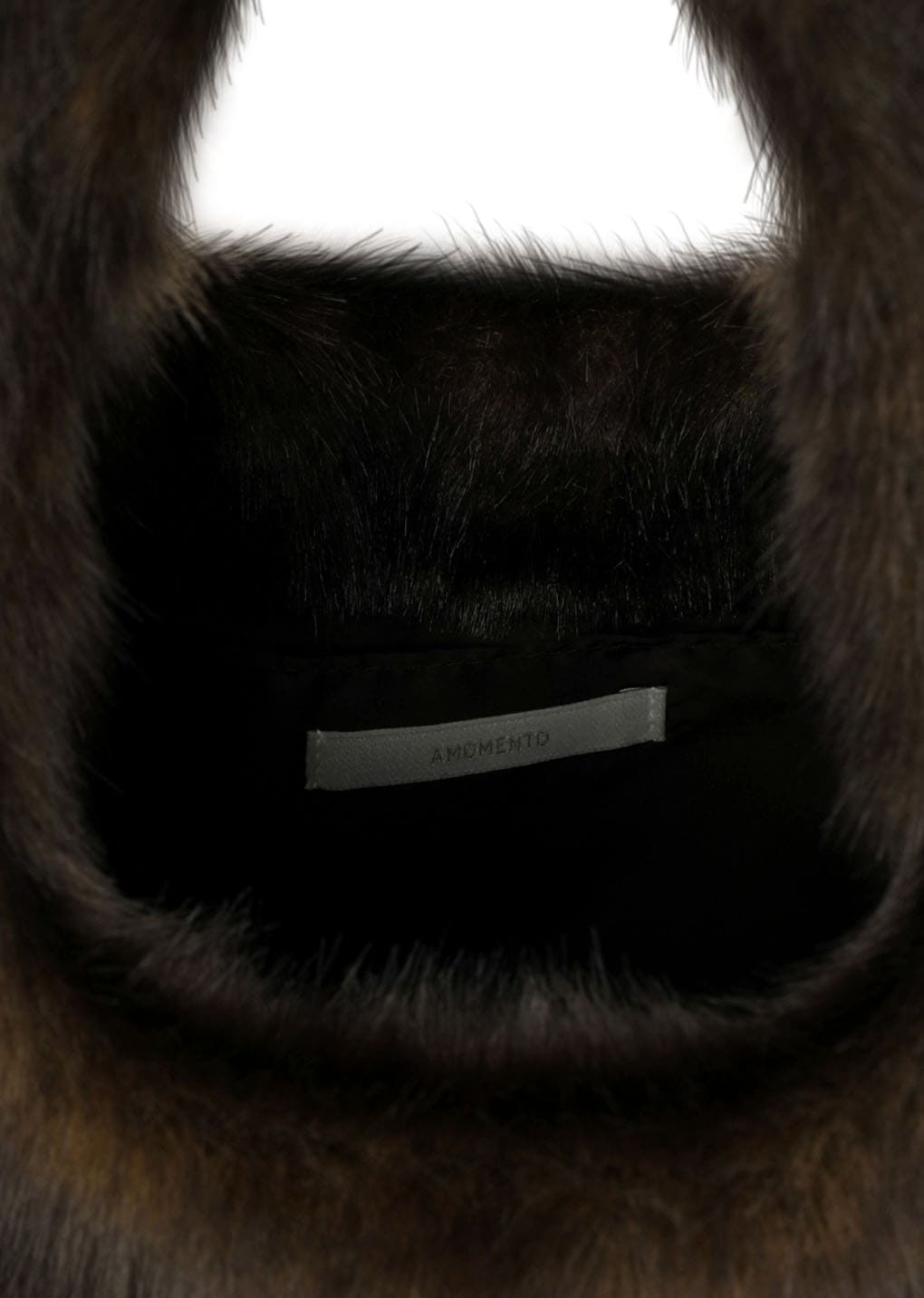 fur tote bag, dark brown