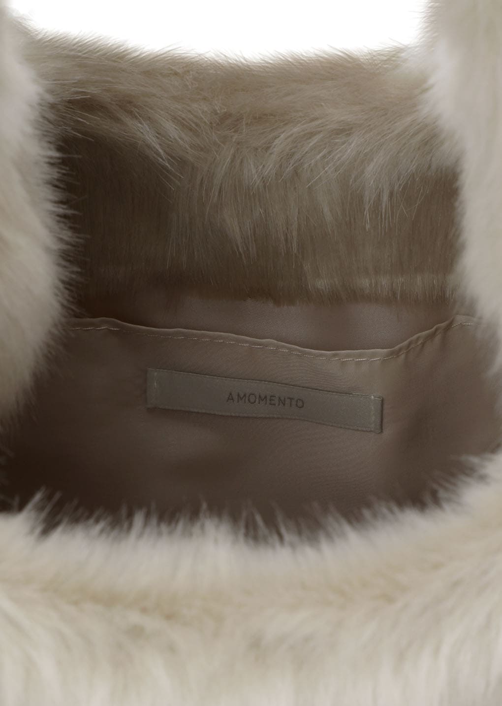 fur tote bag, ivory