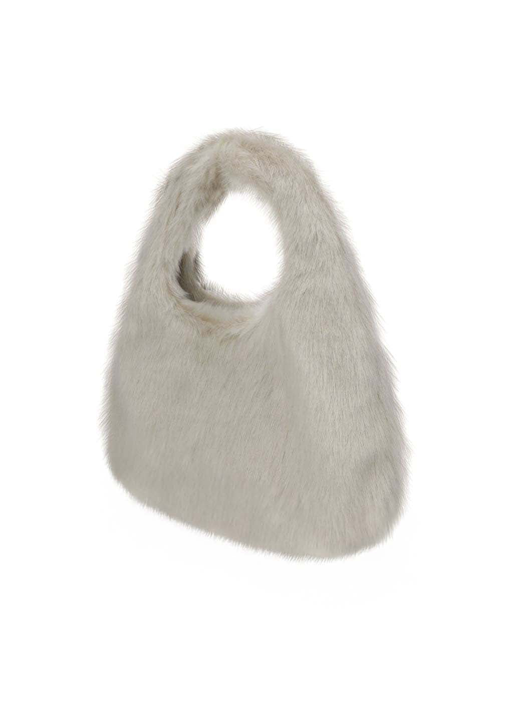 fur tote bag, ivory