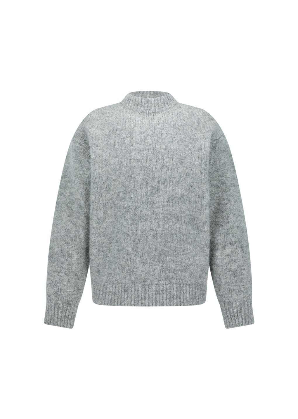 hairy rounded pullover, melange grey