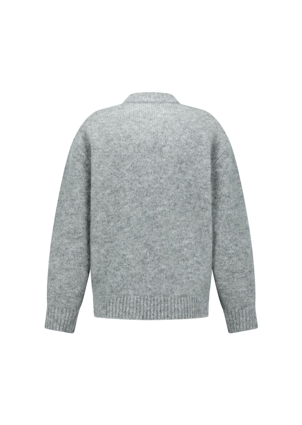 hairy rounded pullover, melange grey