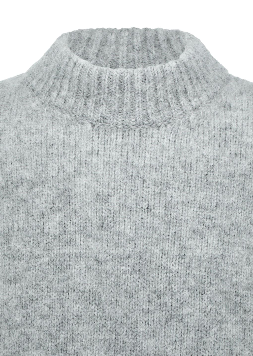 hairy rounded pullover, melange grey
