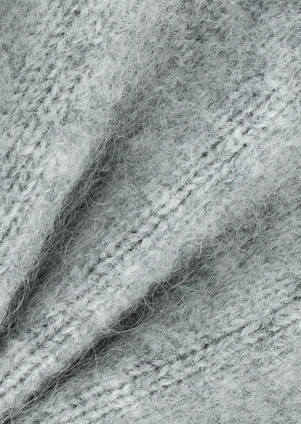 hairy rounded pullover, melange grey