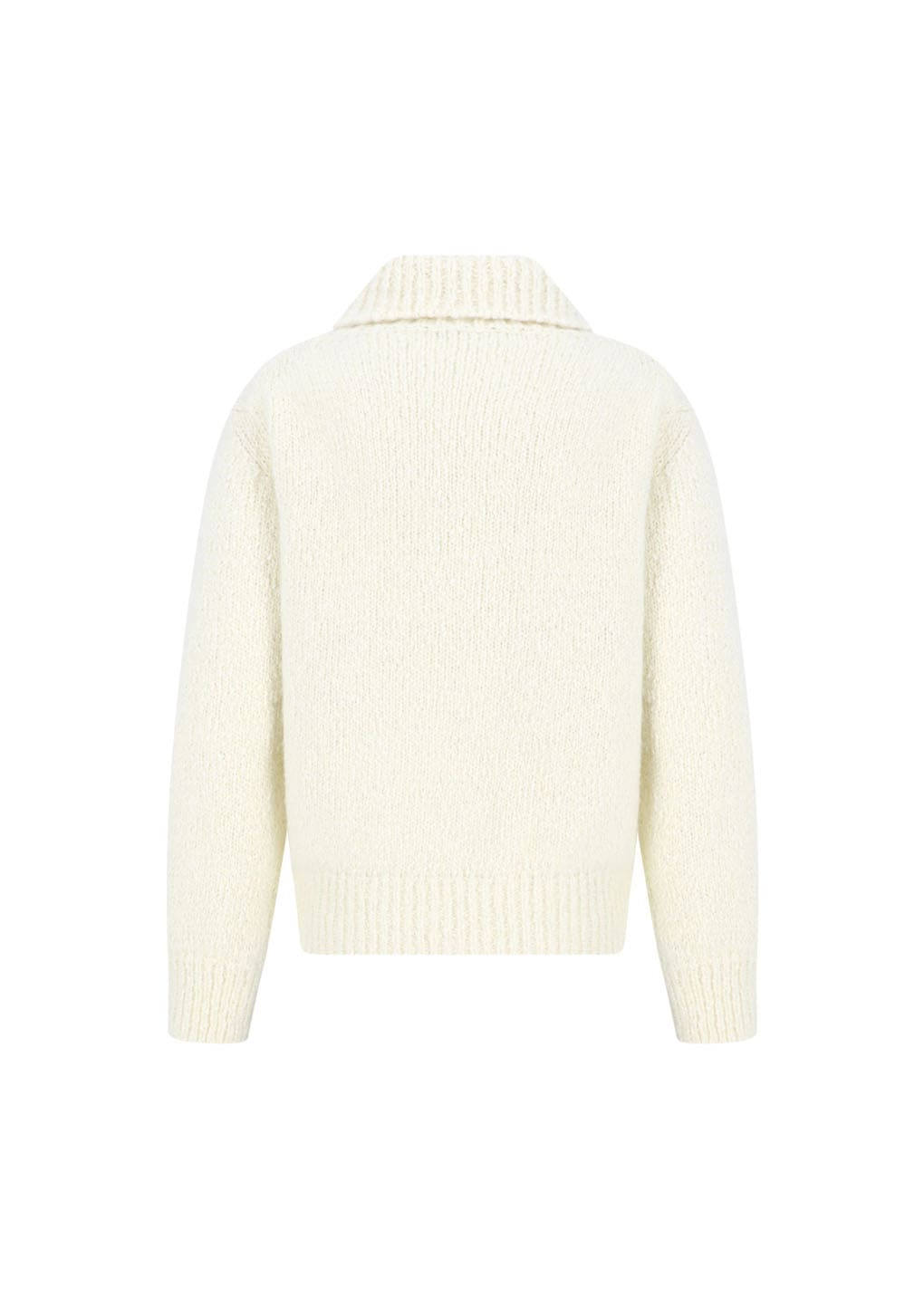 hairy slub half zip up knit, ecru