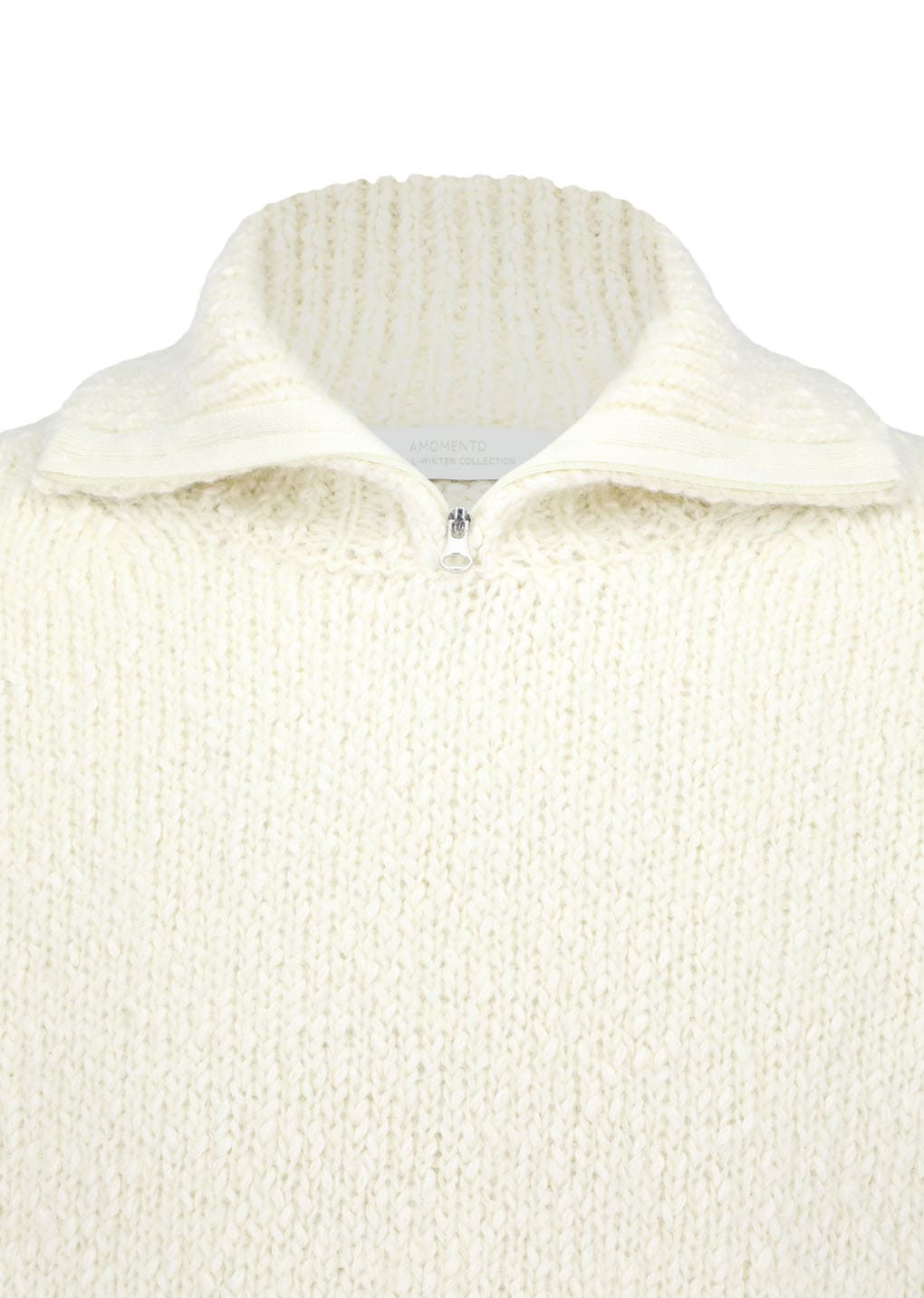 hairy slub half zip up knit, ecru