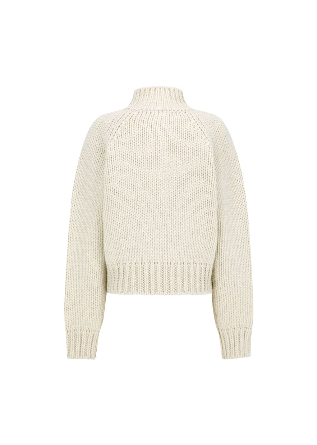 hand knitted half neck pullover, ecru