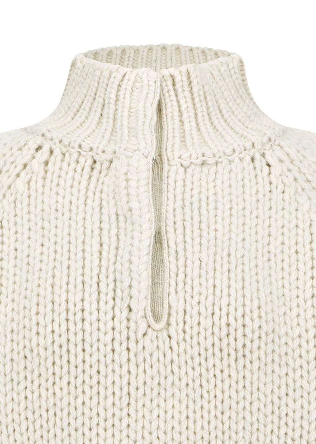 hand knitted half neck pullover, ecru