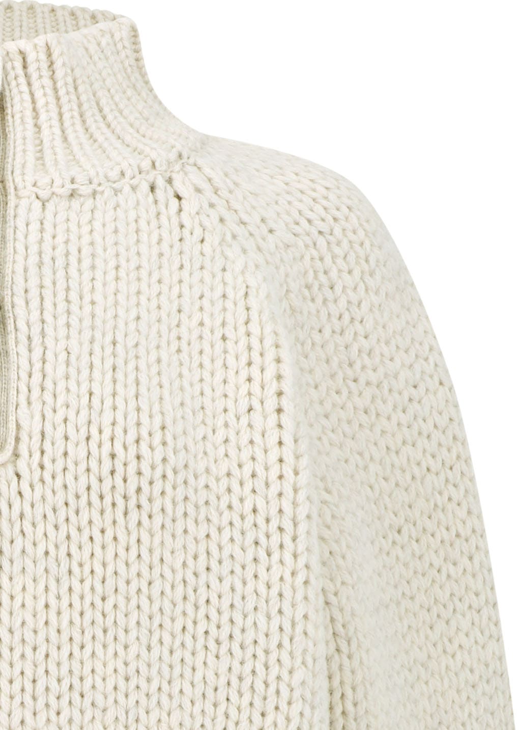 hand knitted half neck pullover, ecru