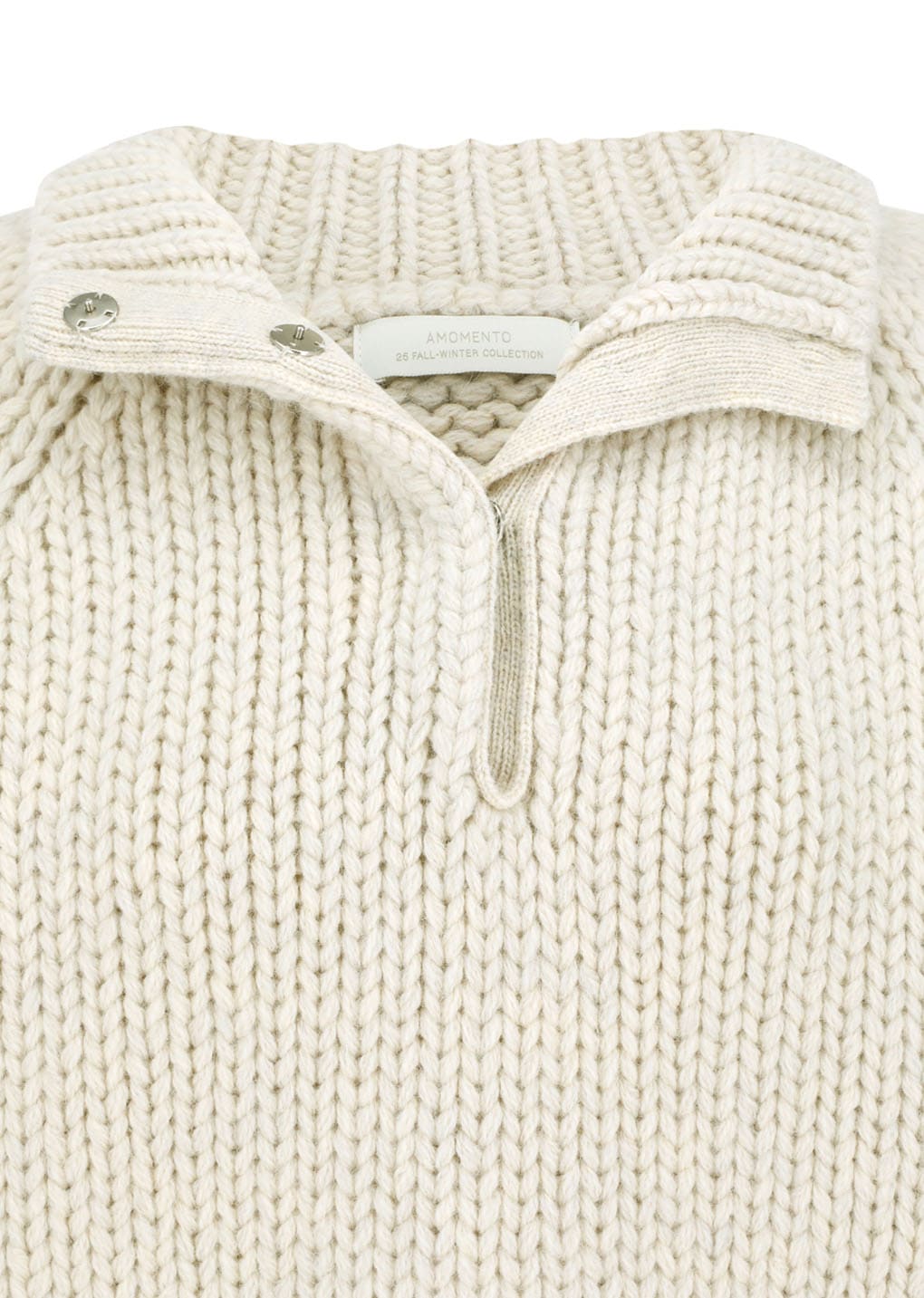 hand knitted half neck pullover, ecru