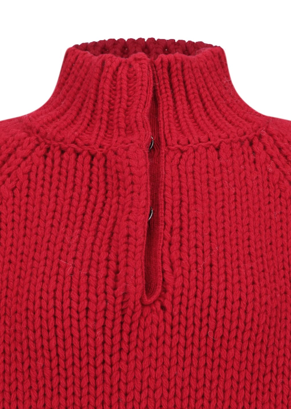 hand knitted half neck pullover, red