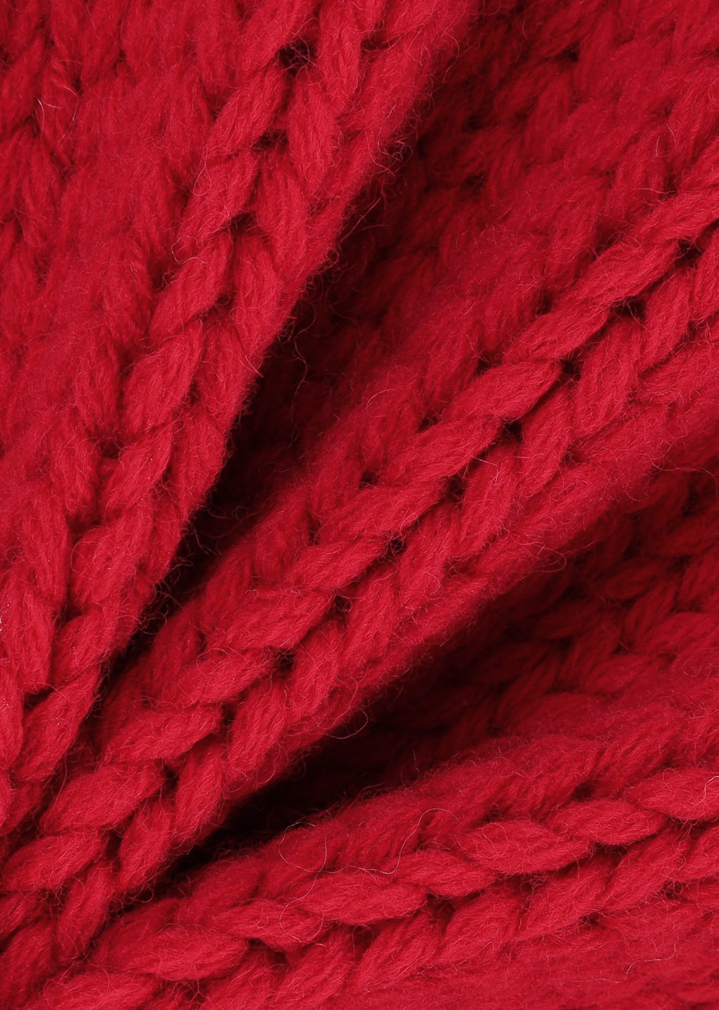 hand knitted half neck pullover, red