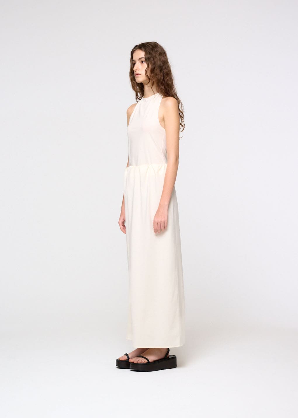 jersey halter neck top, ivory