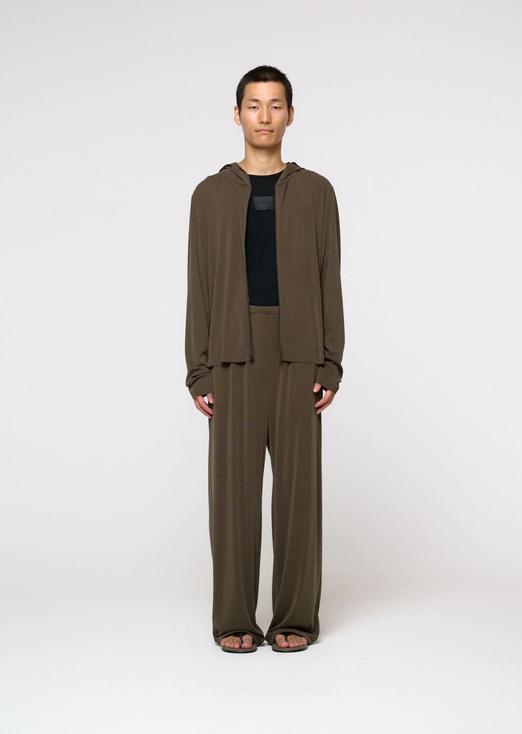 jersey hooded jumper, brown