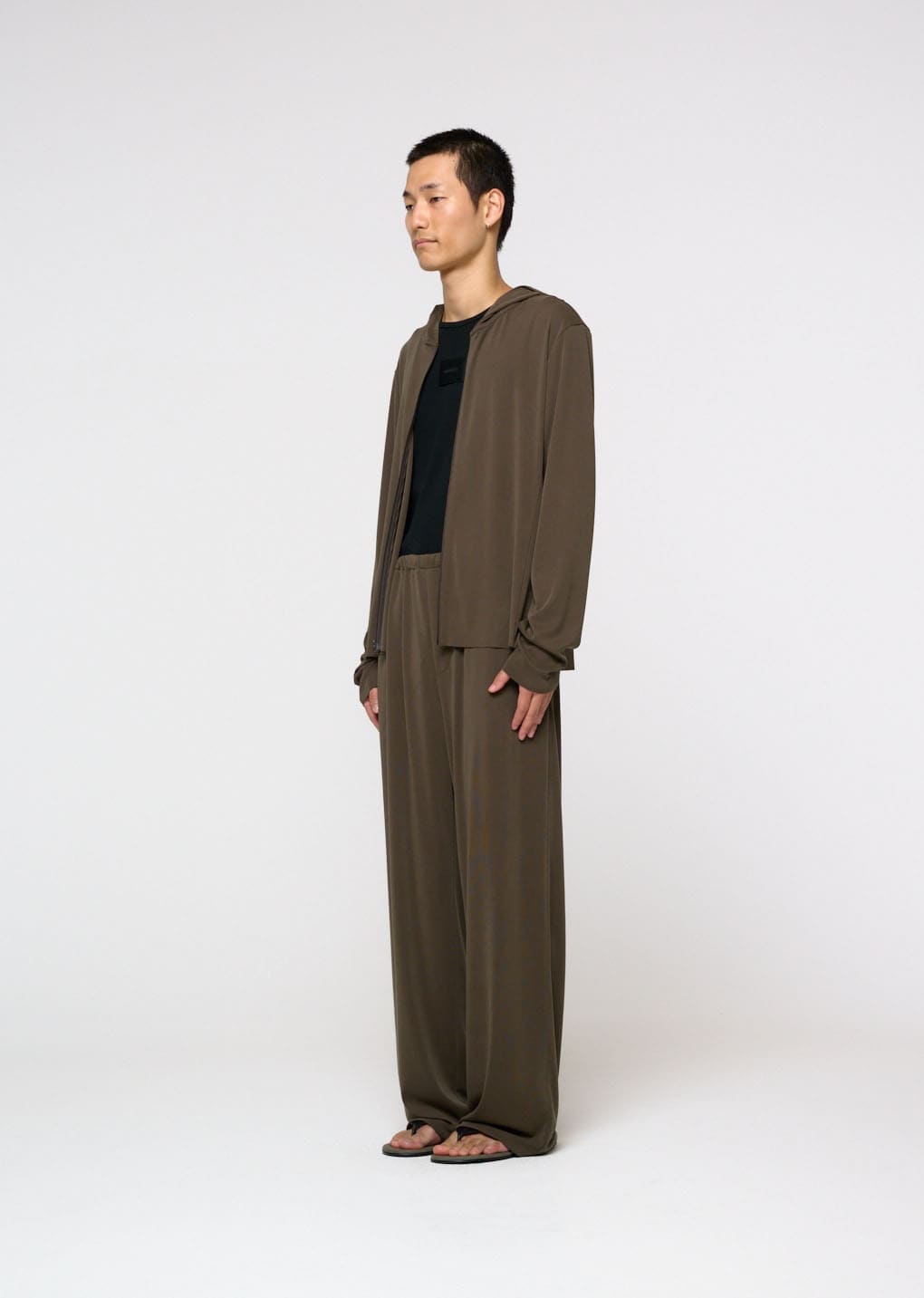 jersey hooded jumper, brown
