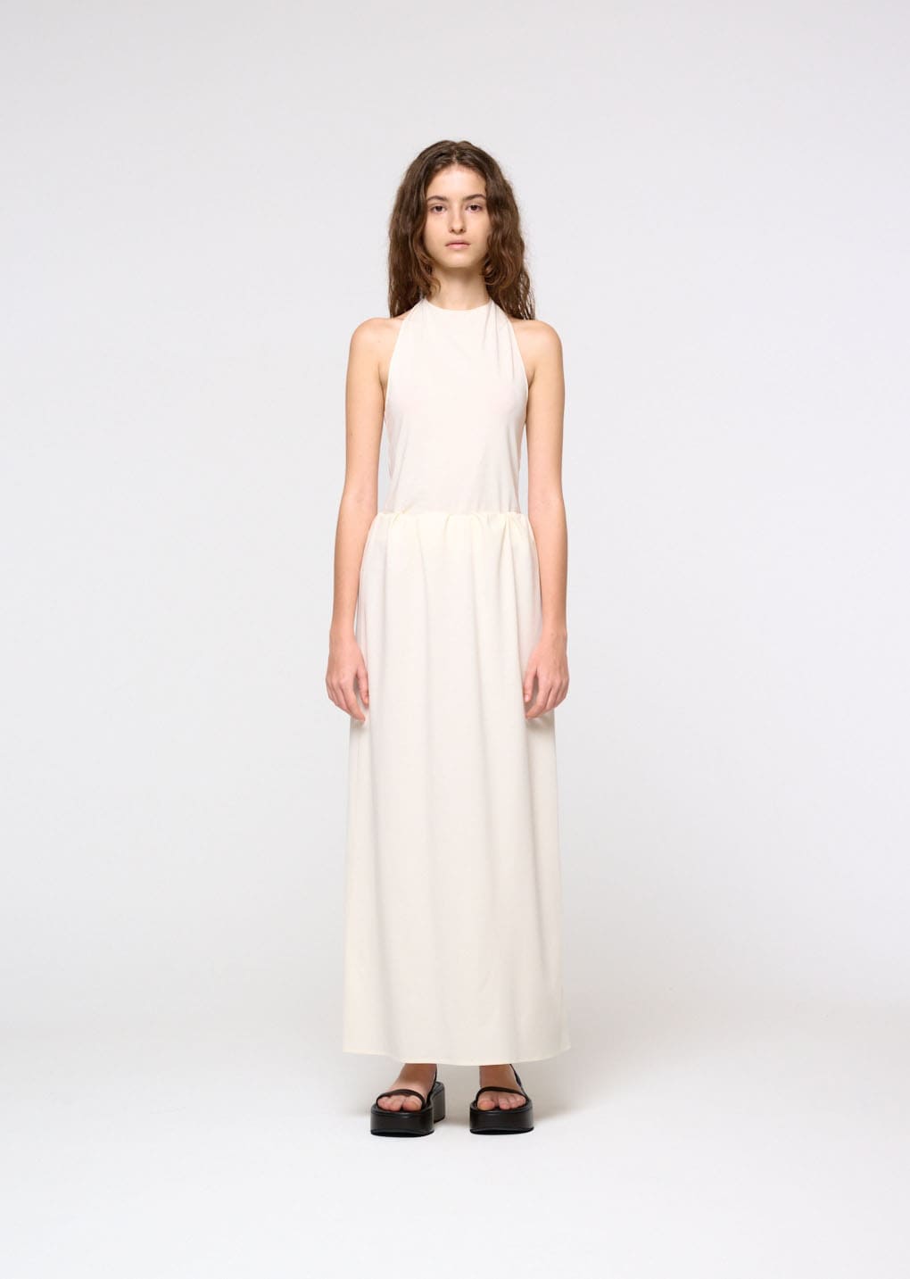 jersey maxi long skirt, ivory