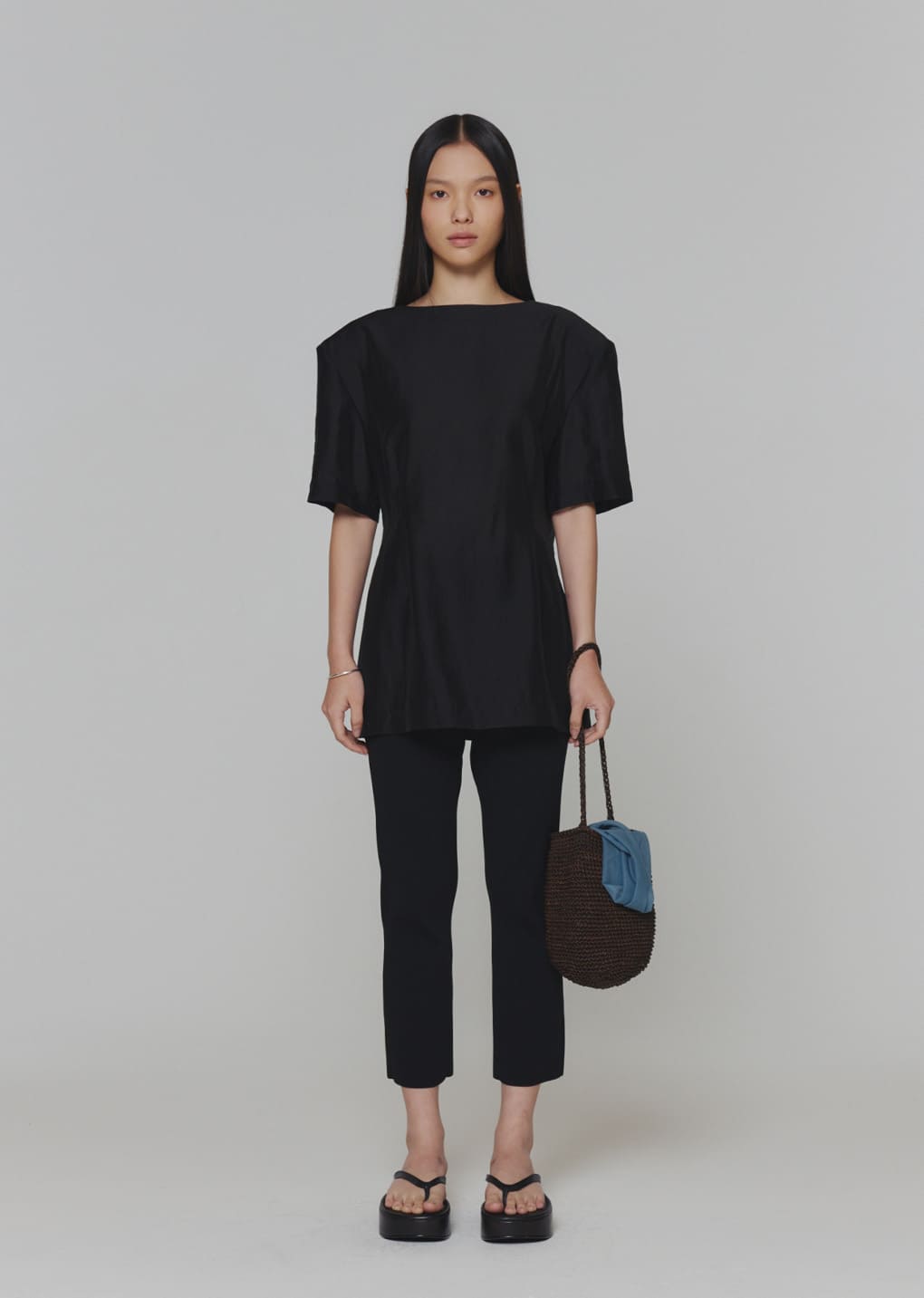 knit capri pants, black