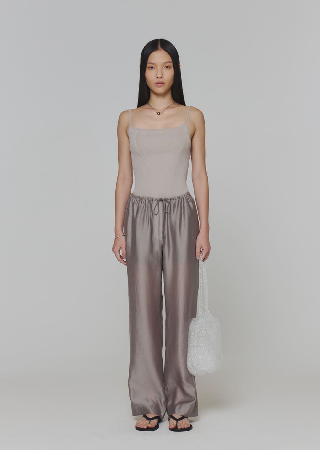 knit sleeveless top, grey