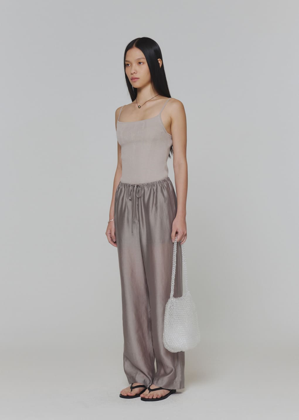 knit sleeveless top, grey