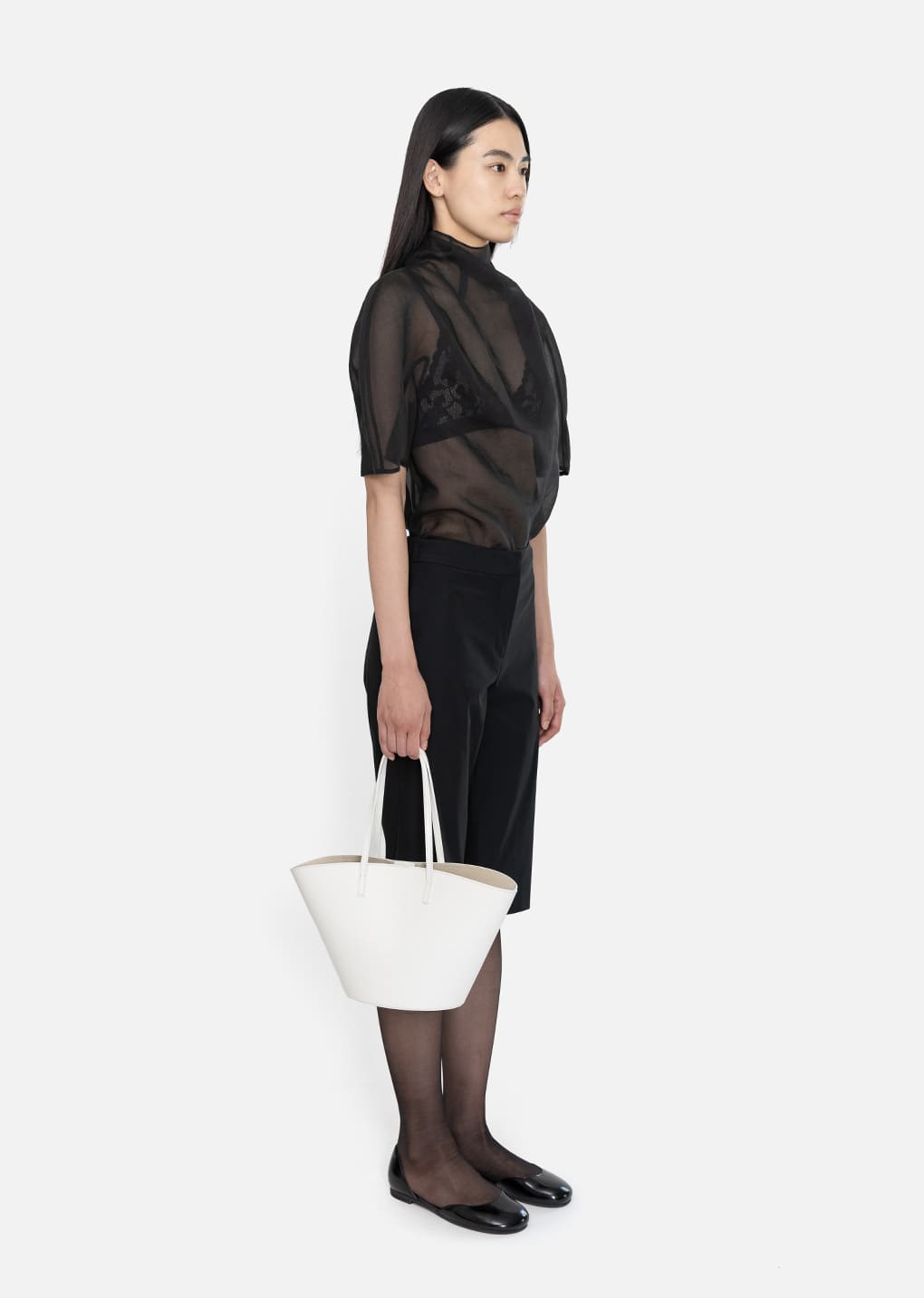 knotted collar top, black