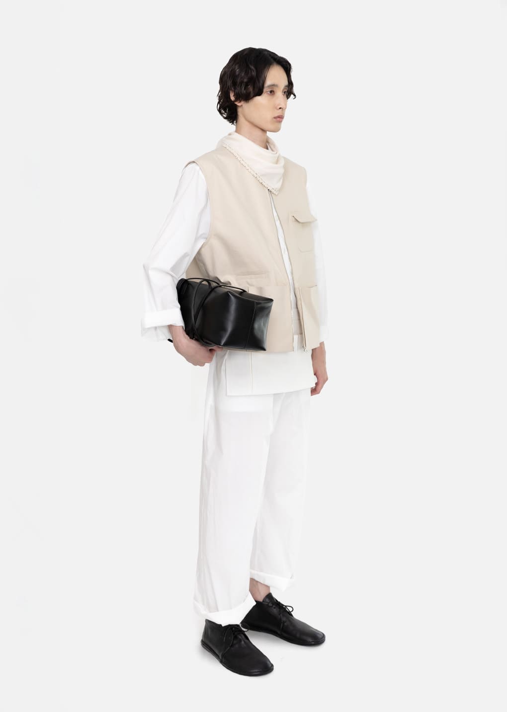 sheer cotton long scarf, ivory