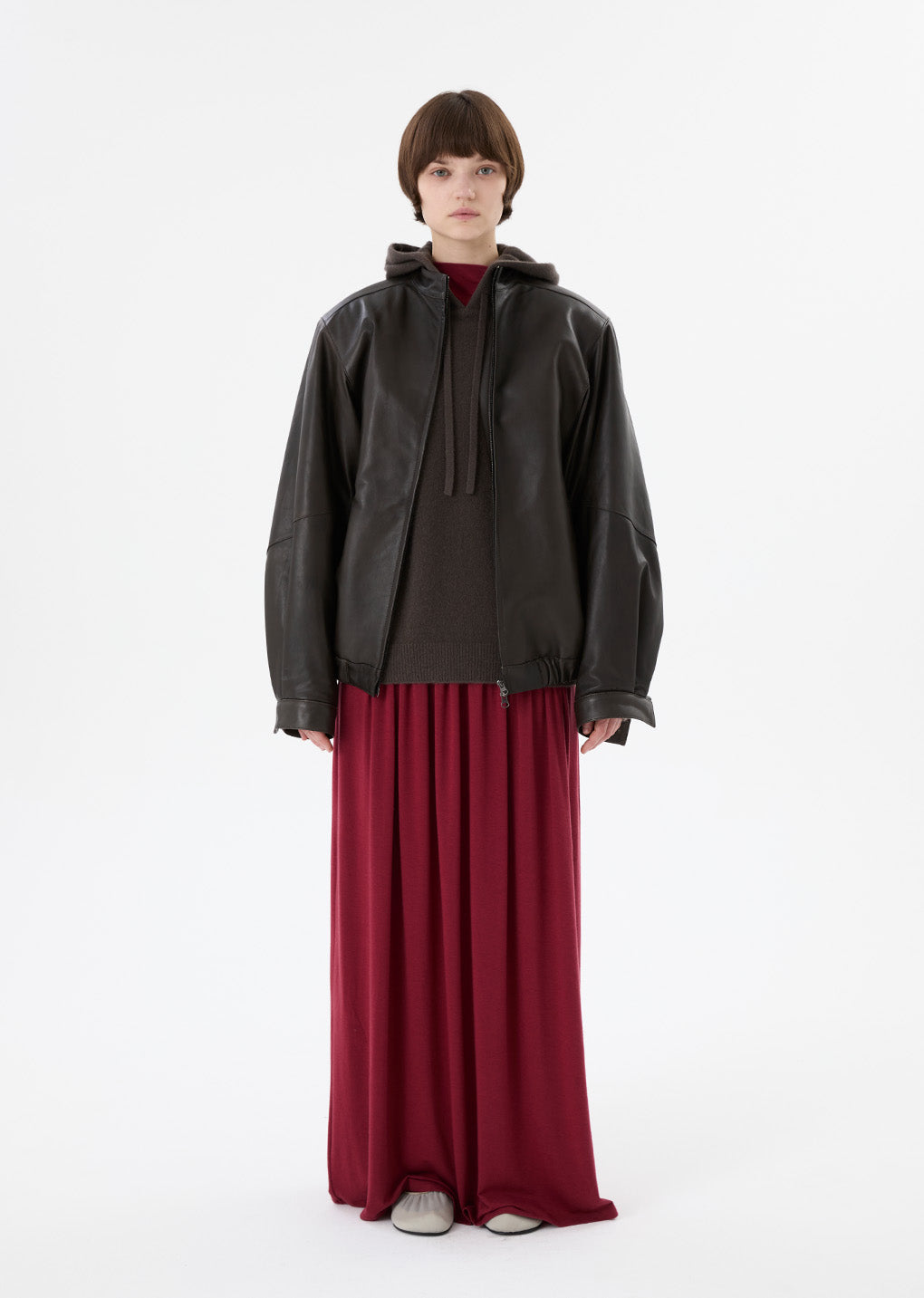 lambskin leather blouson, brown