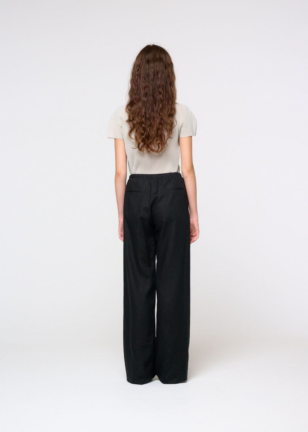 linen banding pants, black