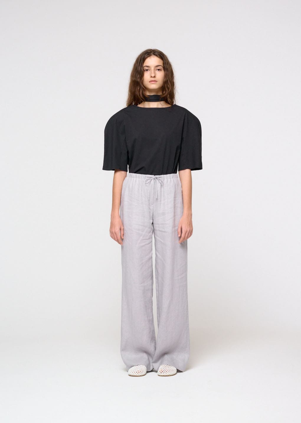 linen banding pants, light grey