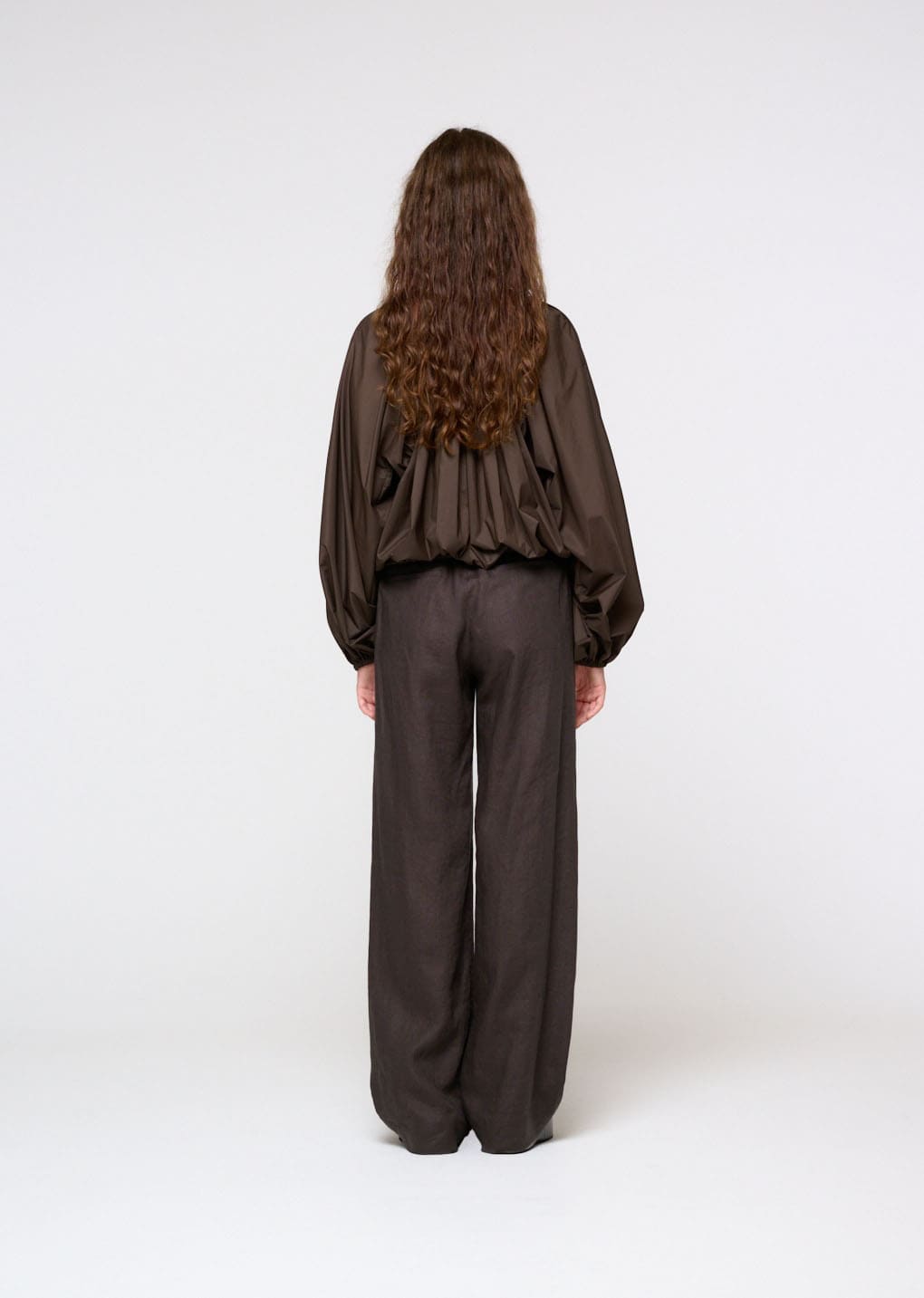 linen banding pants, khaki grey