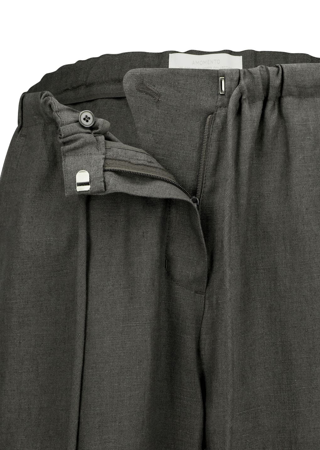 linen banding pants, khaki grey