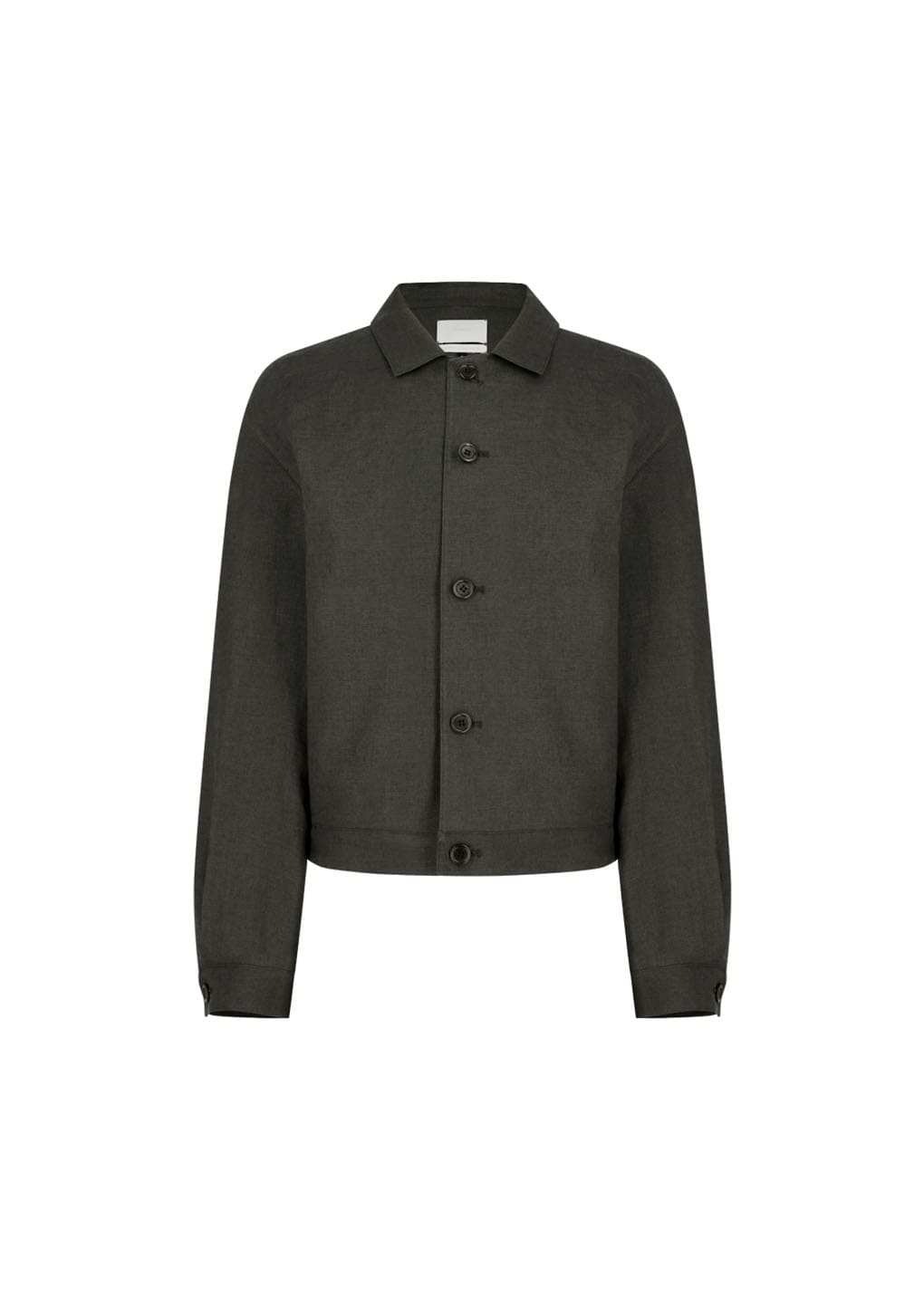 linen crop jacket, khaki grey