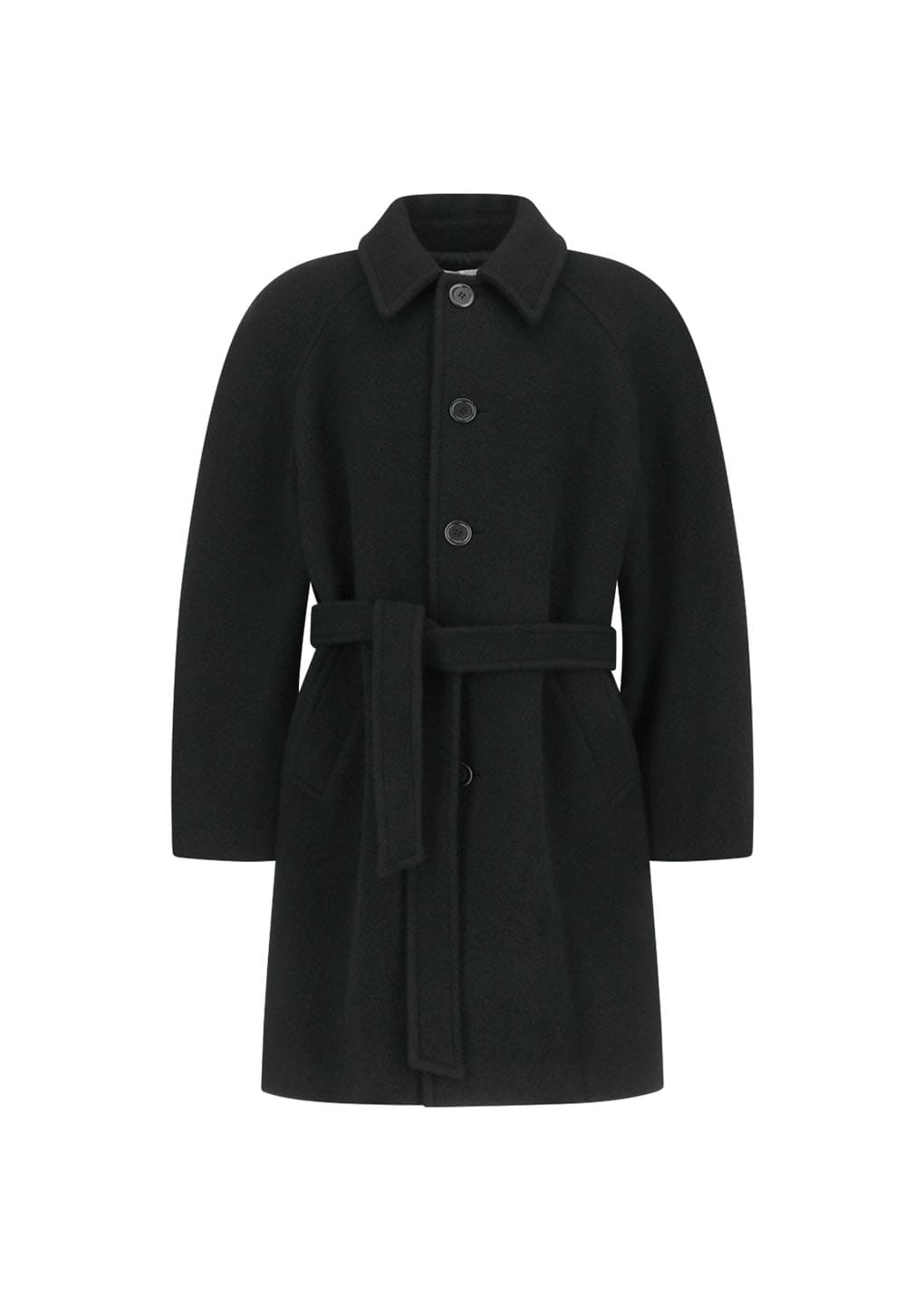 mens raglan coat, black