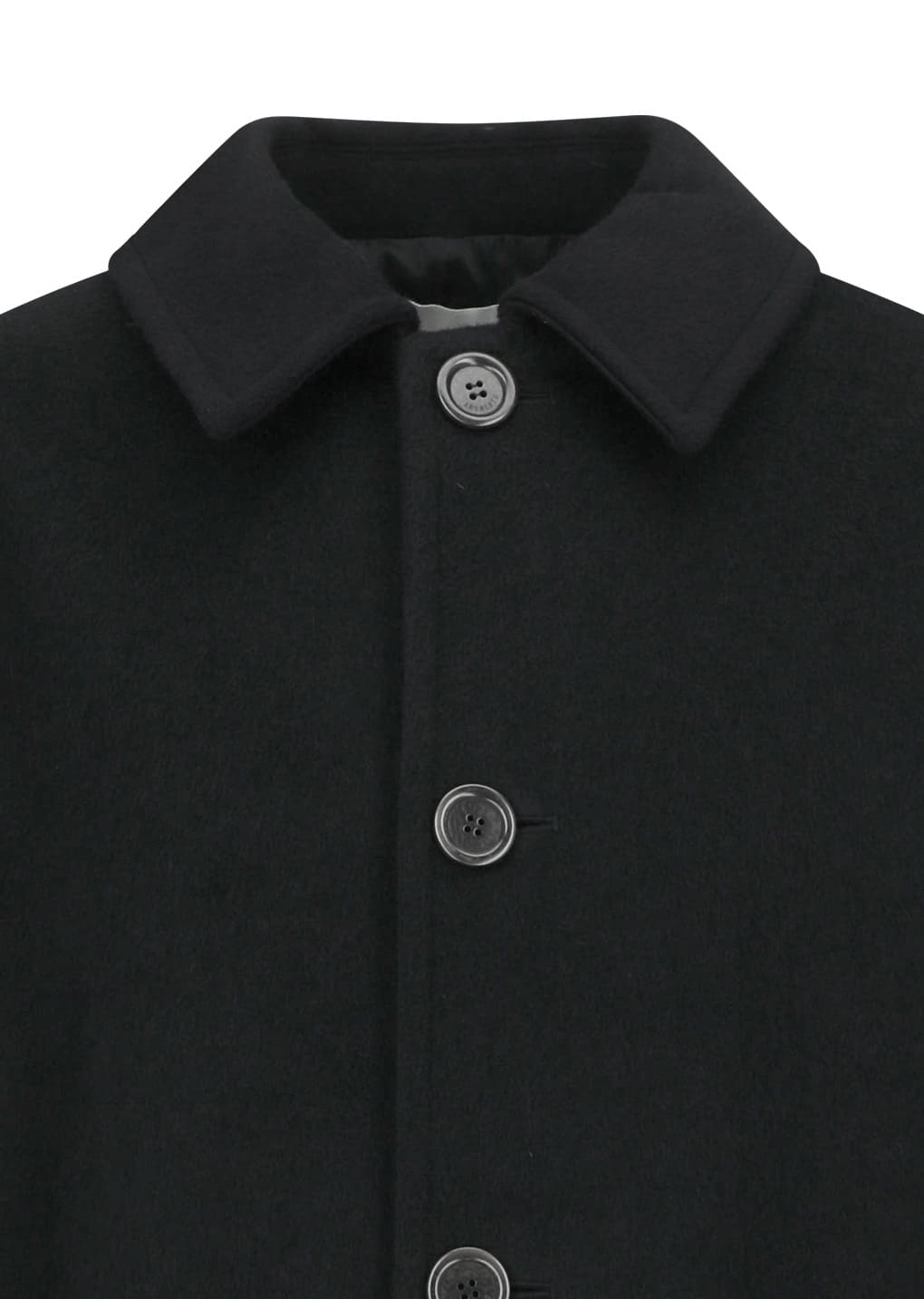 mens single breasted long coat, black