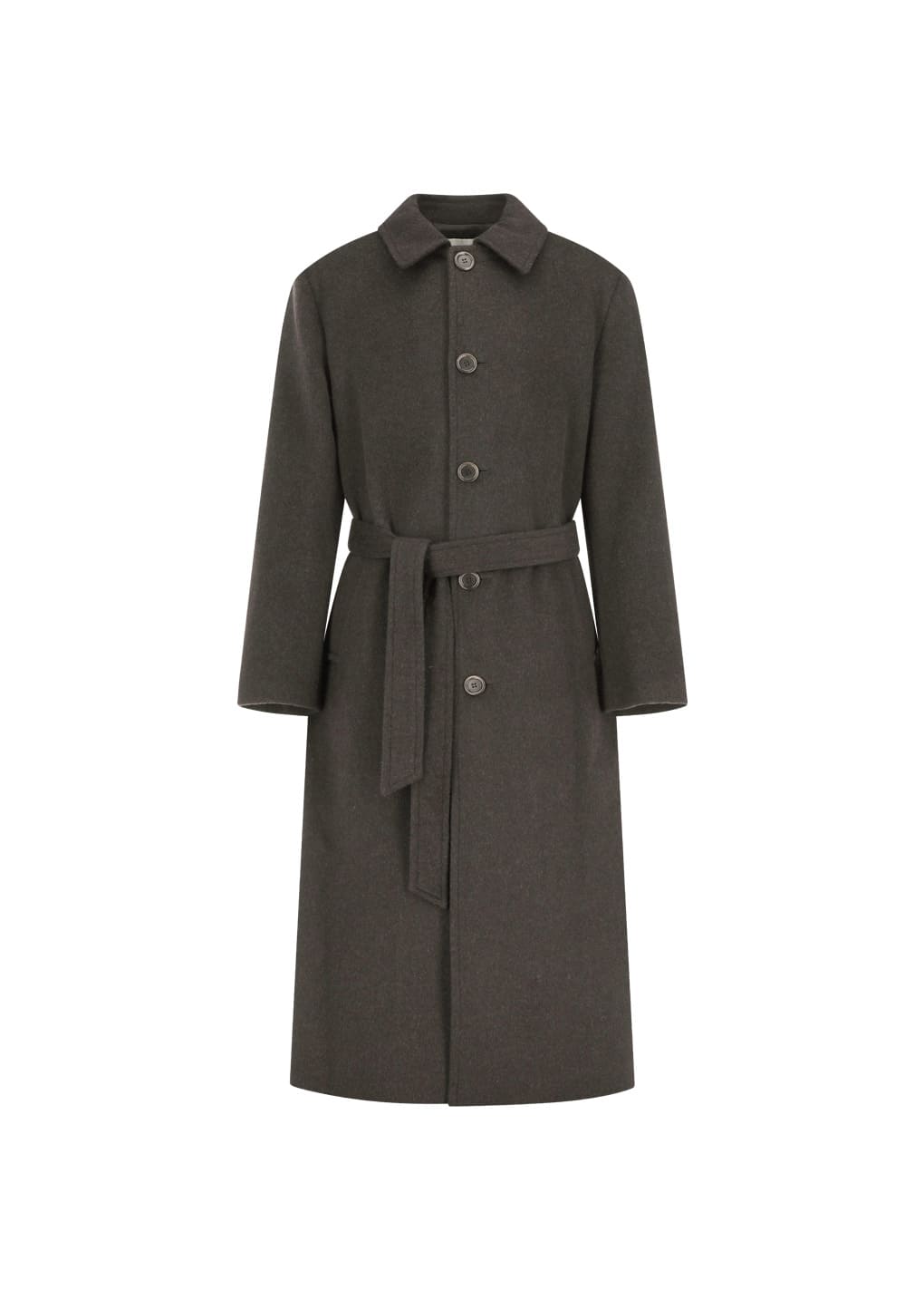 mens single breasted long coat, dark brown