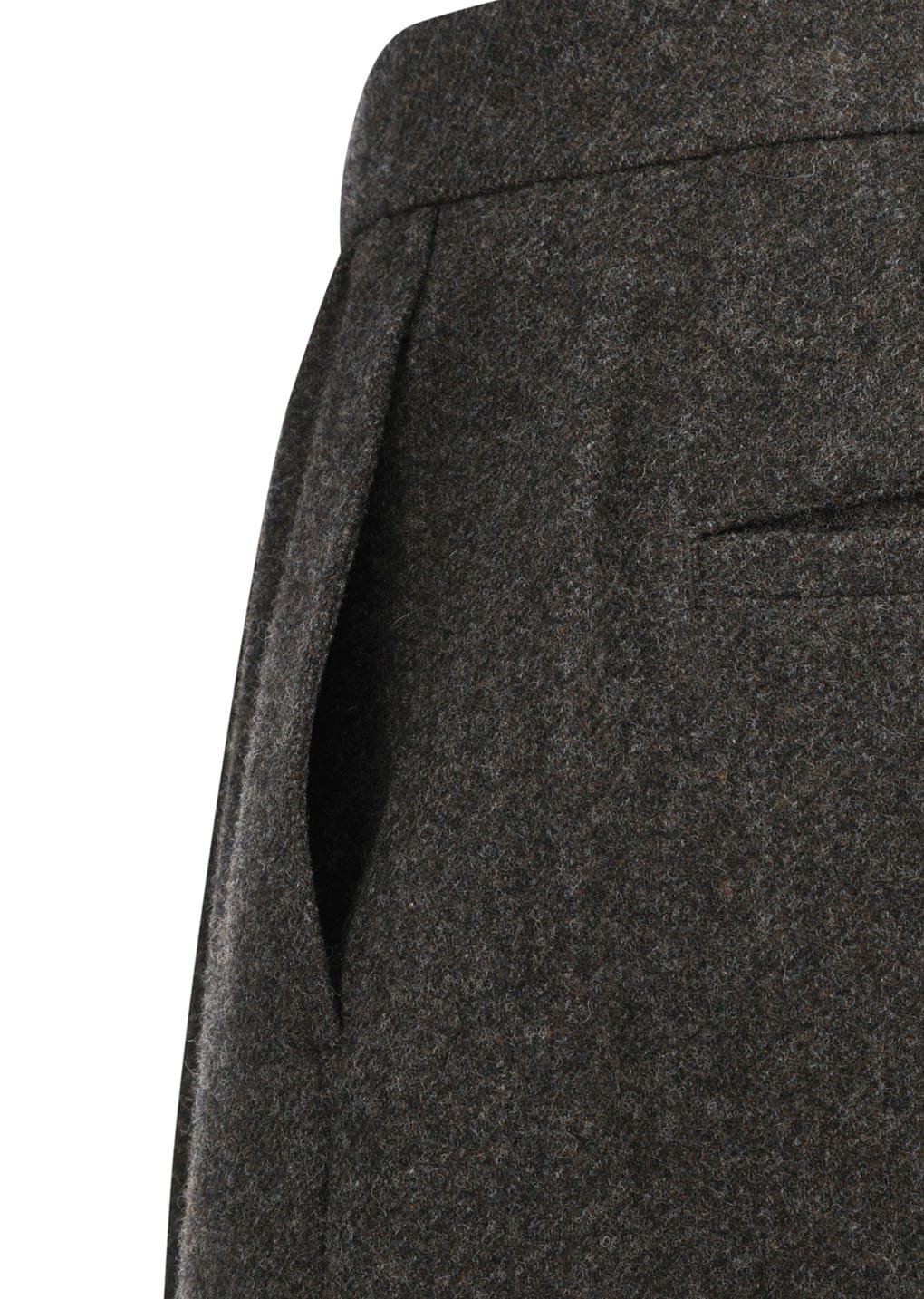 mens wool shirring pants, dark brown