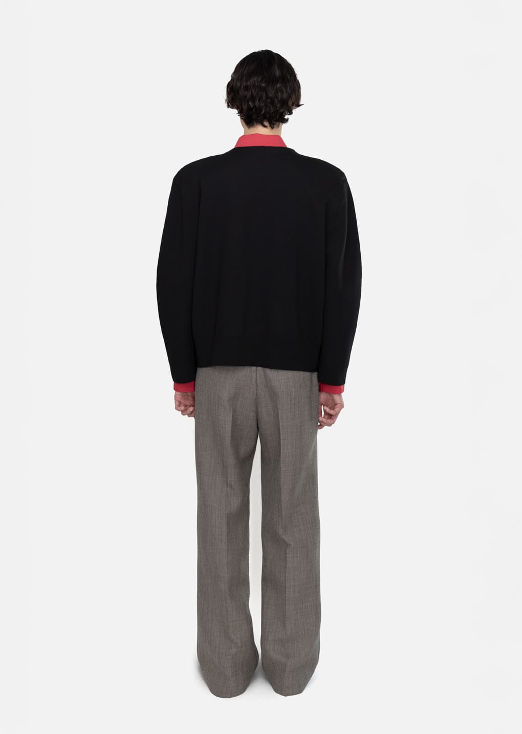 men's curved silhouette cardigan, black