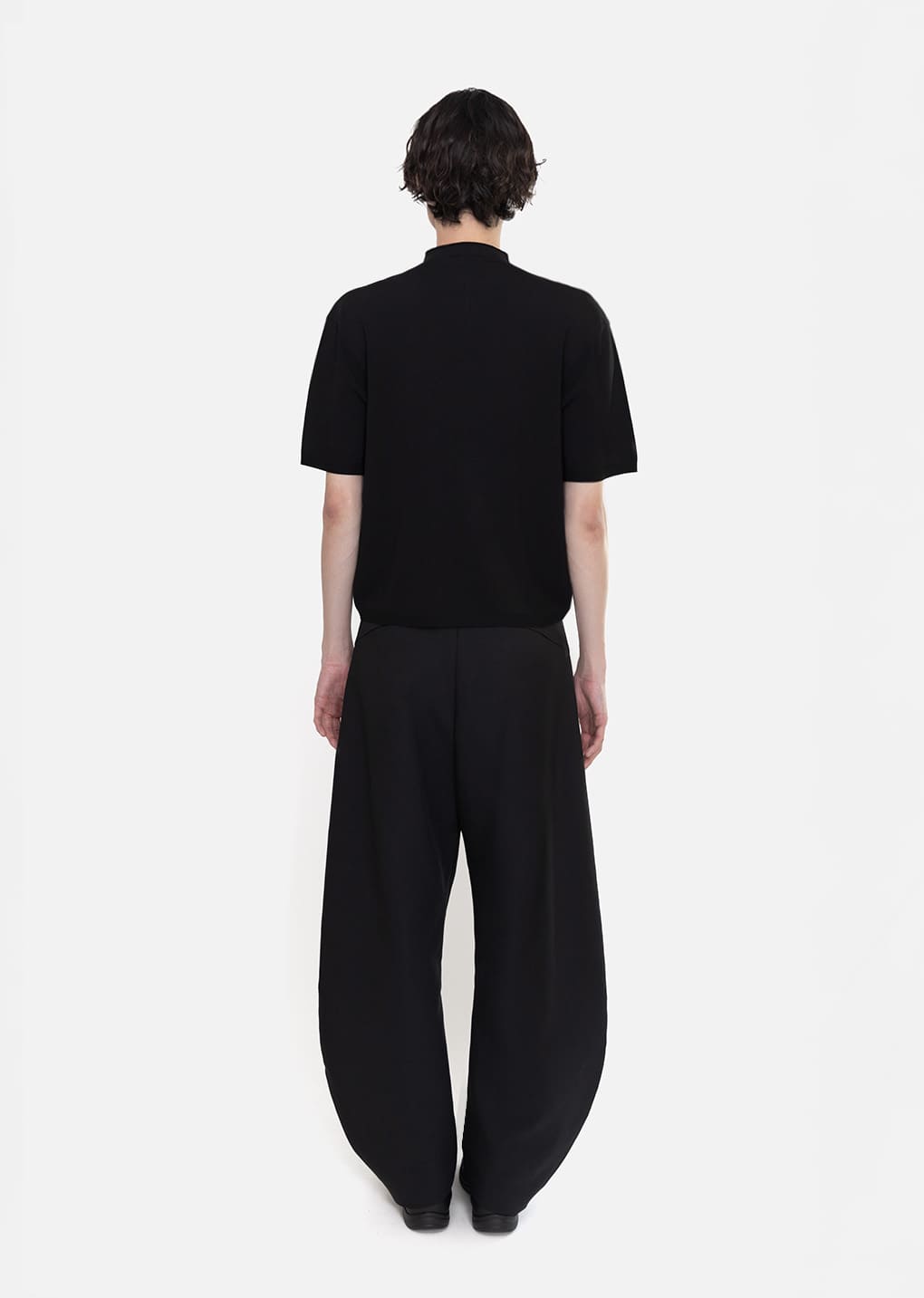 men's curved silhouette pants, black