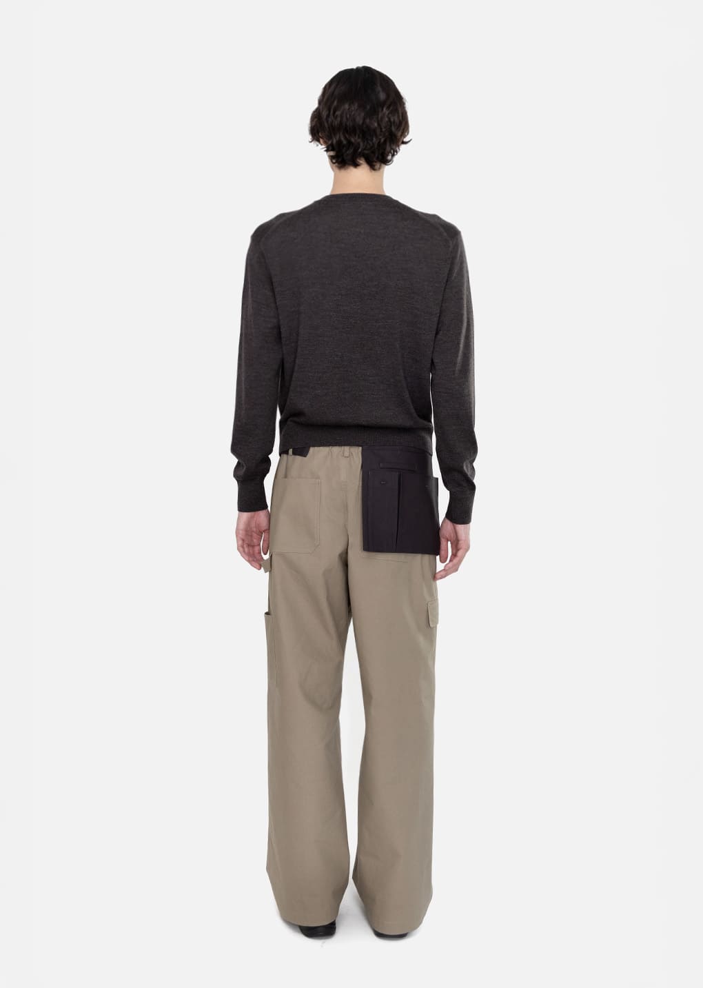 men's wool cardigan, charcoal