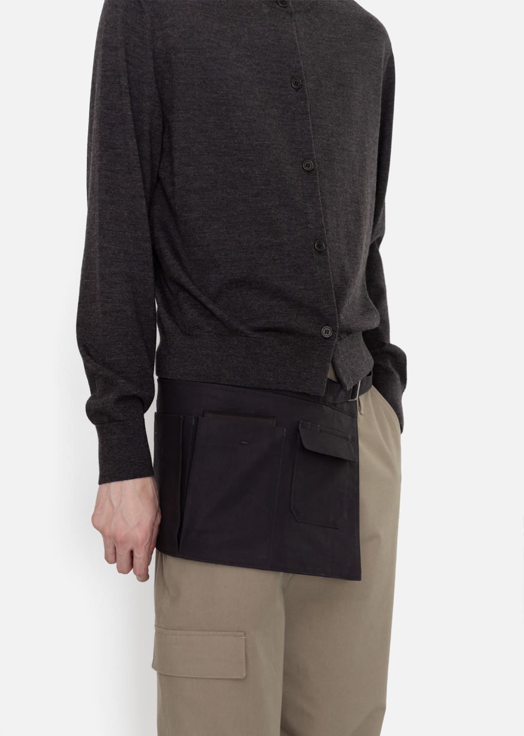 men's wool cardigan, charcoal