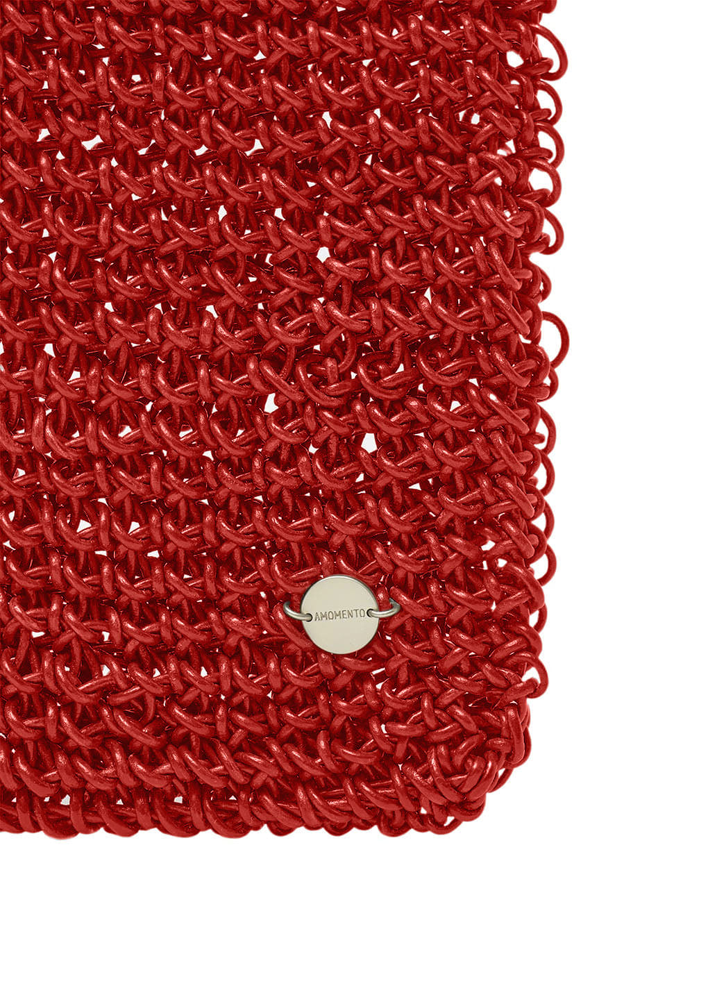 mini handmade leather net bag, red