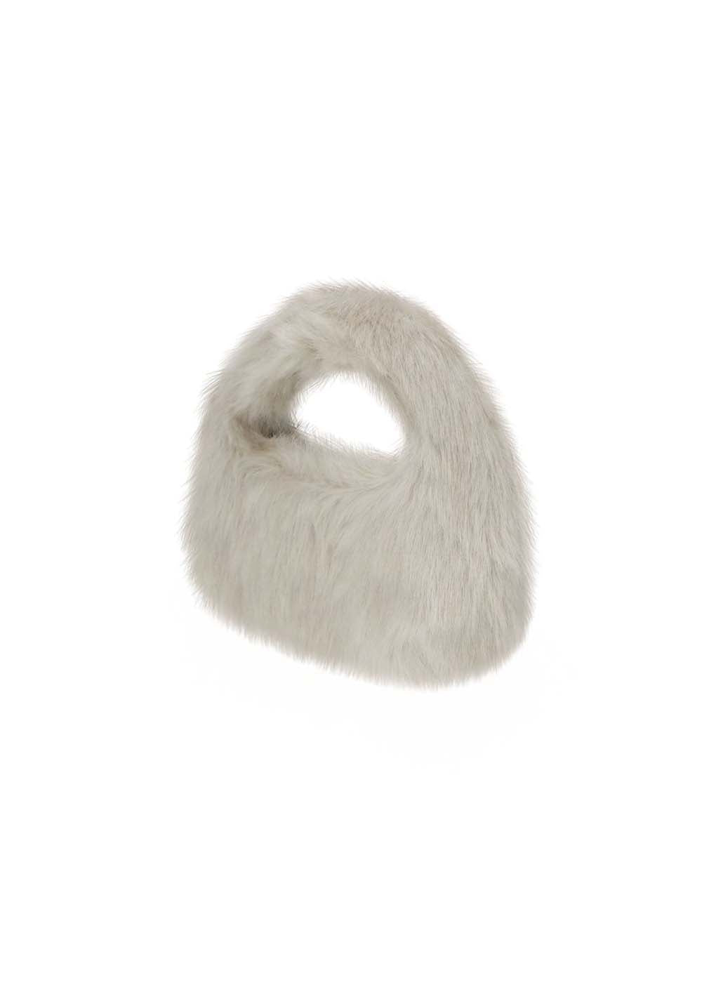 mini fur tote bag, ivory