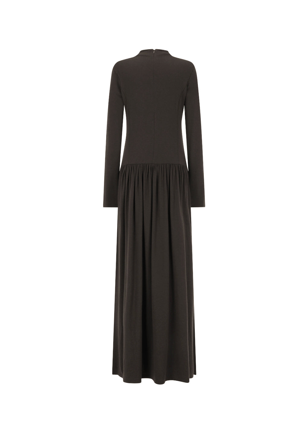mock neck jersey dress, brown