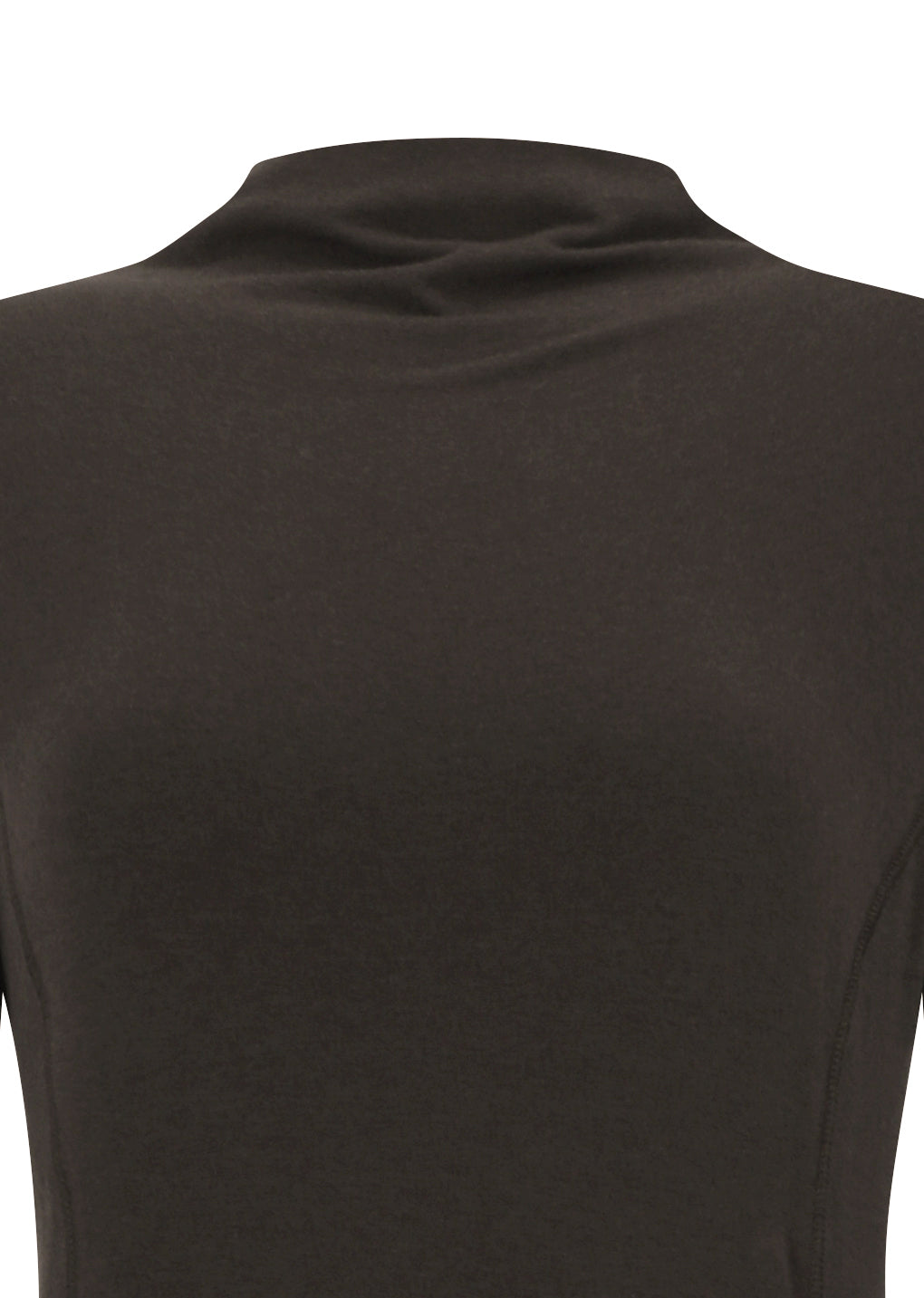 mock neck jersey dress, brown