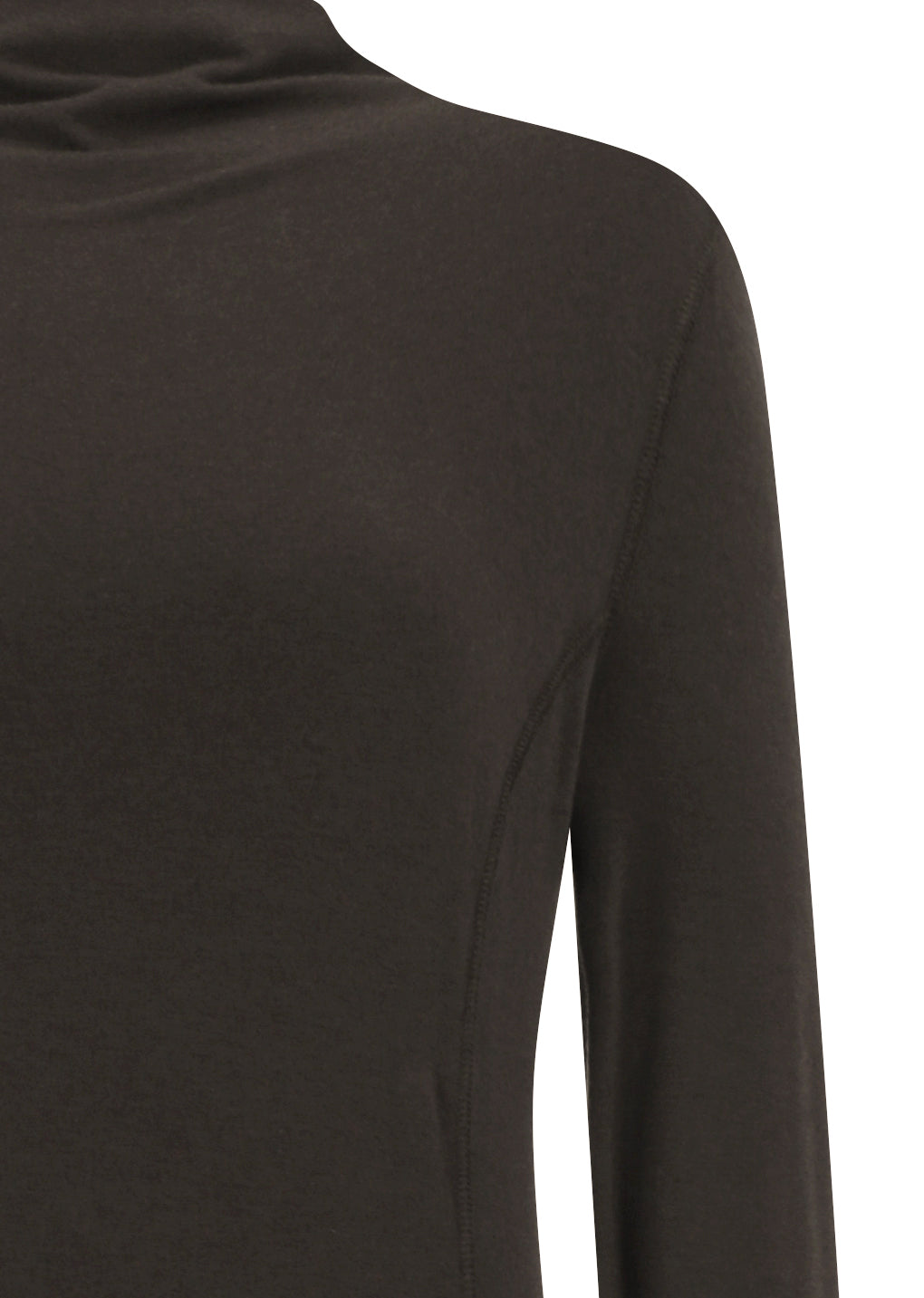 mock neck jersey dress, brown