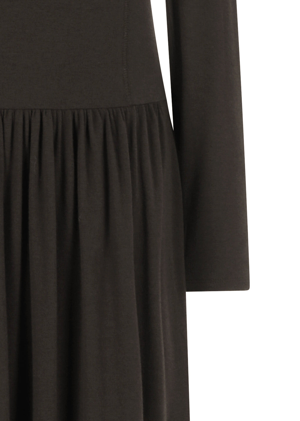 mock neck jersey dress, brown