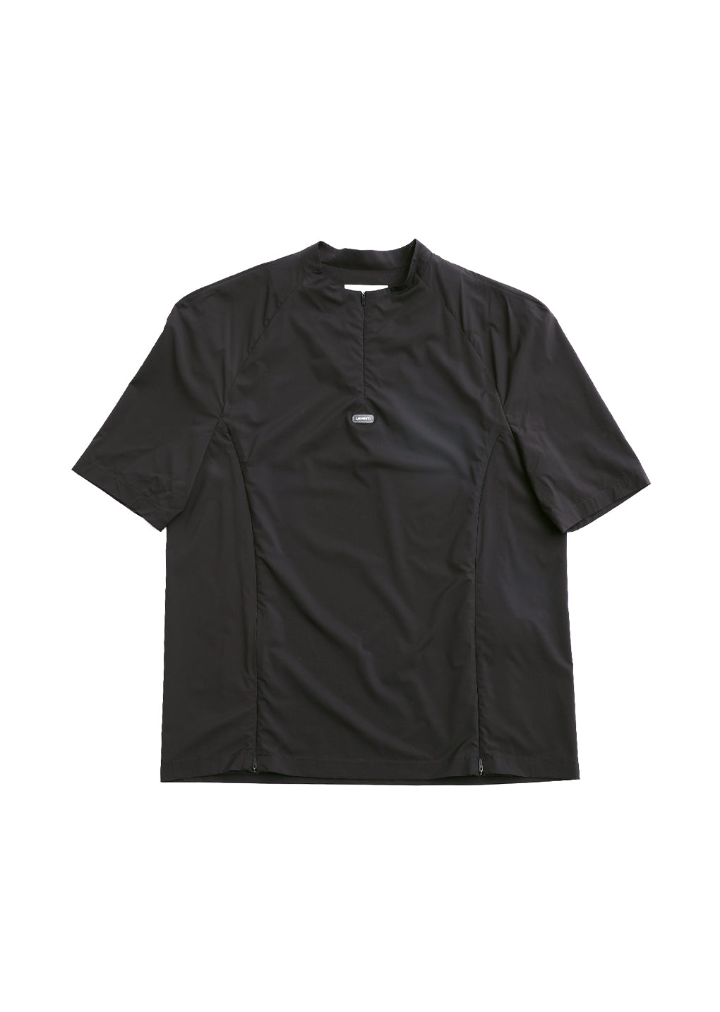 men's mock neck half zip up top, charcoal