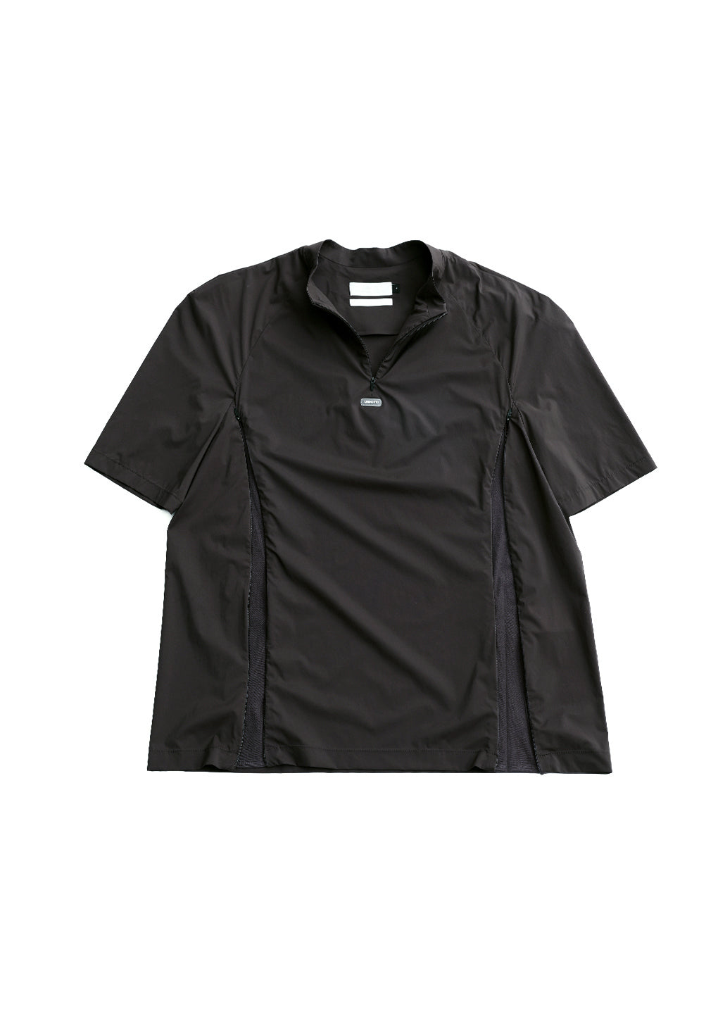 men's mock neck half zip up top, charcoal