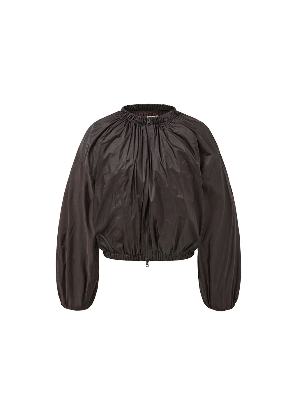 neck shirring volume jumper, dark brown